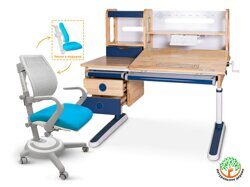 Комплект Mealux парта Oxford Wood Max + кресло Ergoback blue