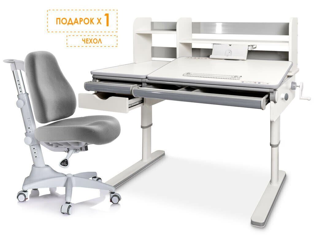 Комплект Mealux парта Montreal + кресло Match белый/grey